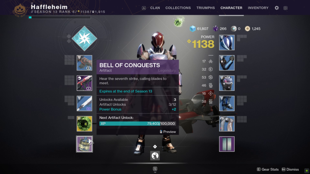 Destiny 2 How To Unlock Season 13 Artifact Bell Of Conquests